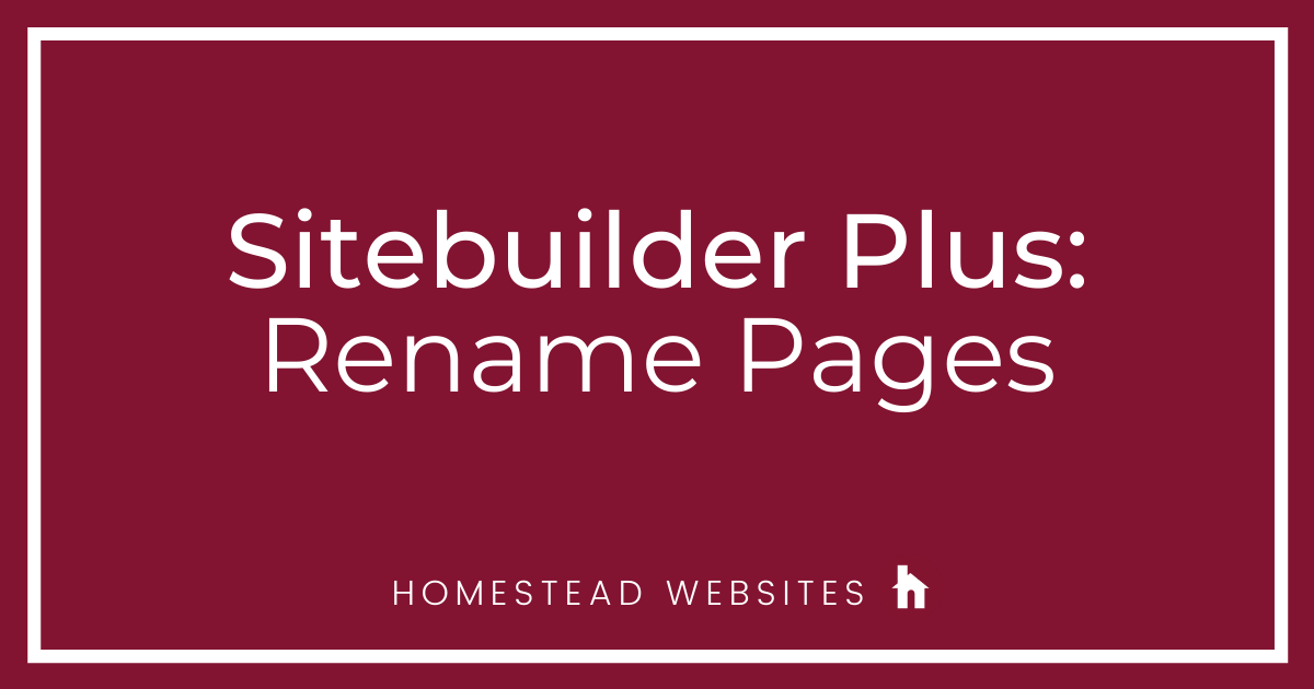 Sitebuilder Plus: Rename Pages