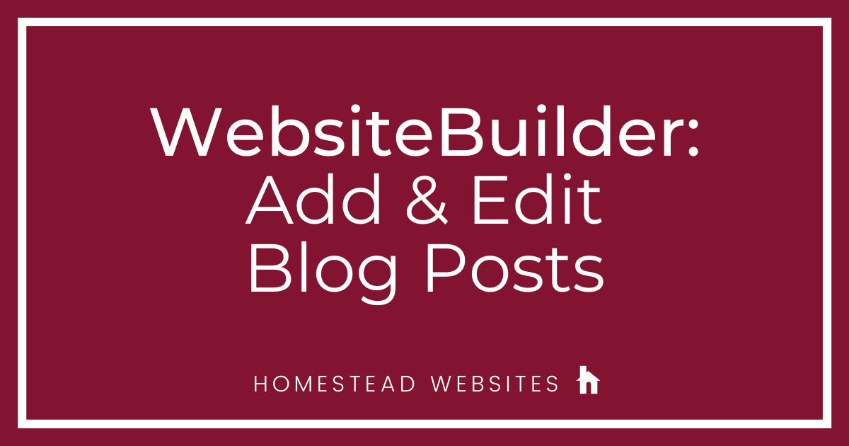 WebsiteBuilder: Add & Edit Blog Posts