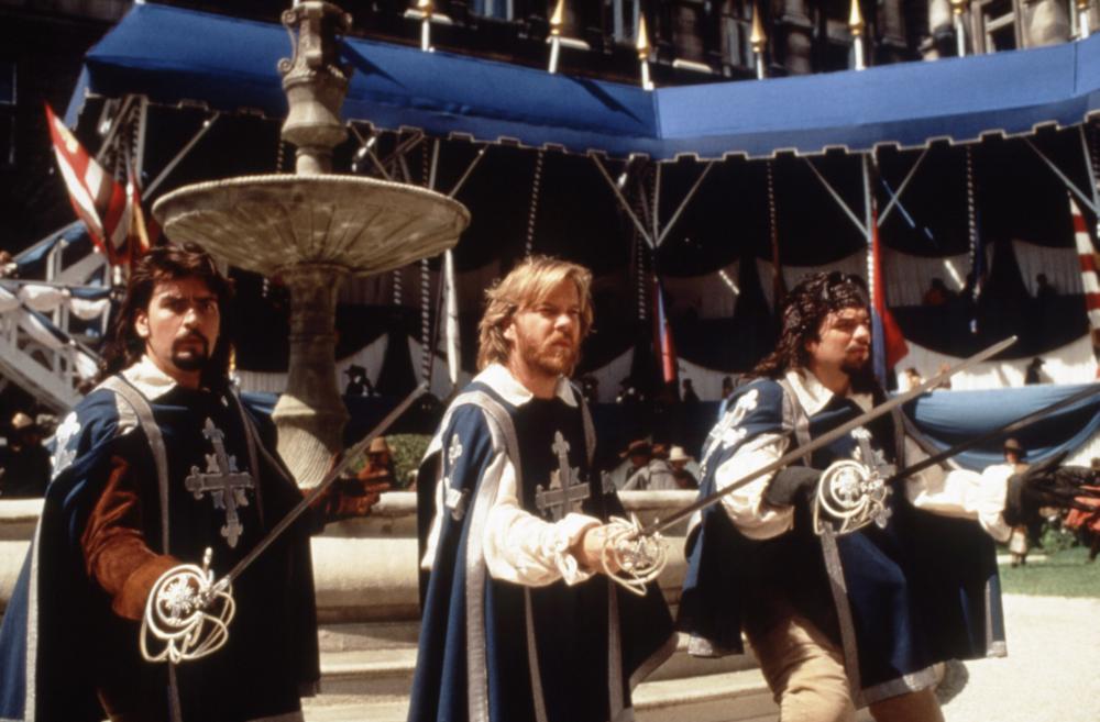 Charlie Sheen Kiefer Sutherland and Oliver Platt in The Three Musketeers 1993