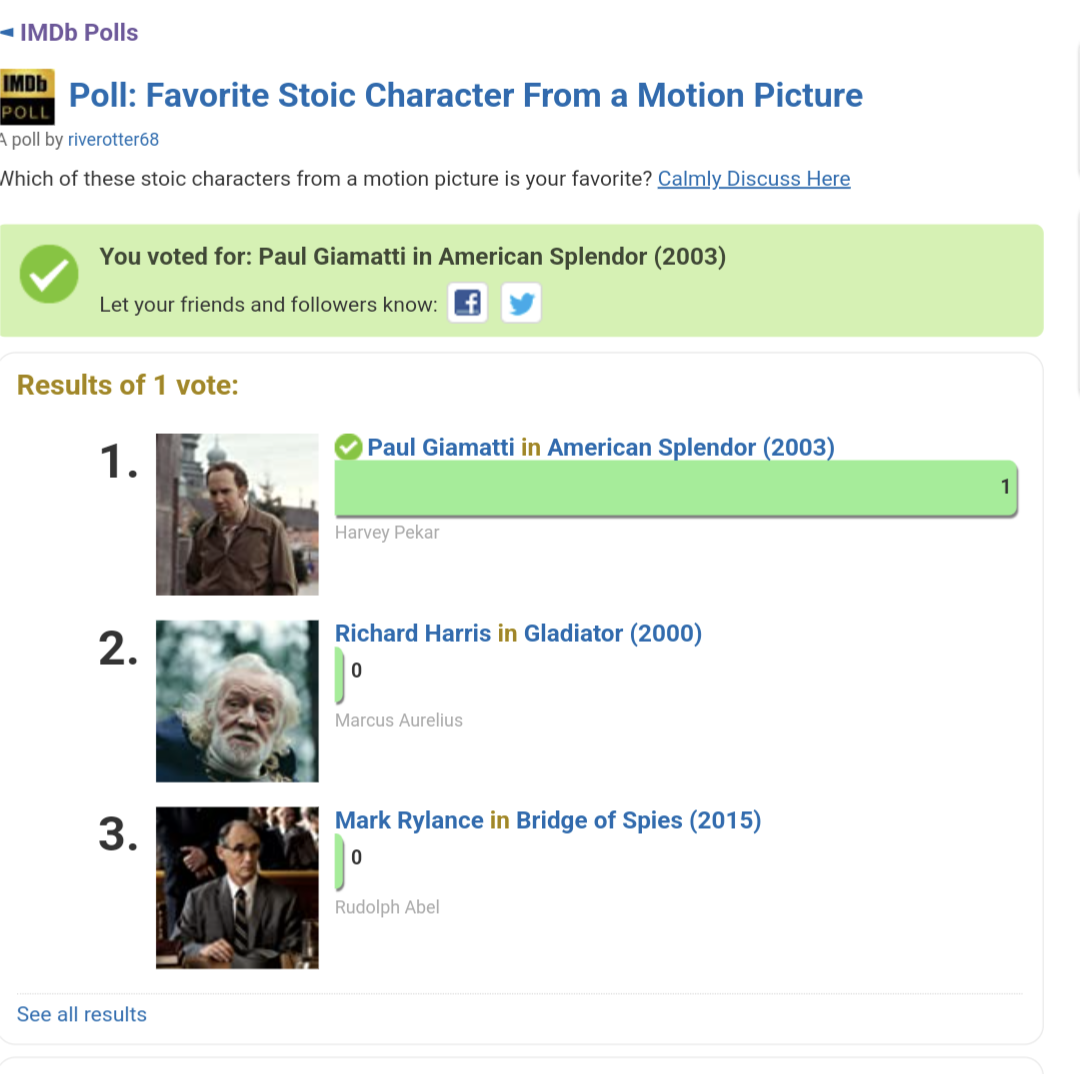 ‎Poll Suggestion: Who is Your Favorite Stoic Character from a Motion ...
