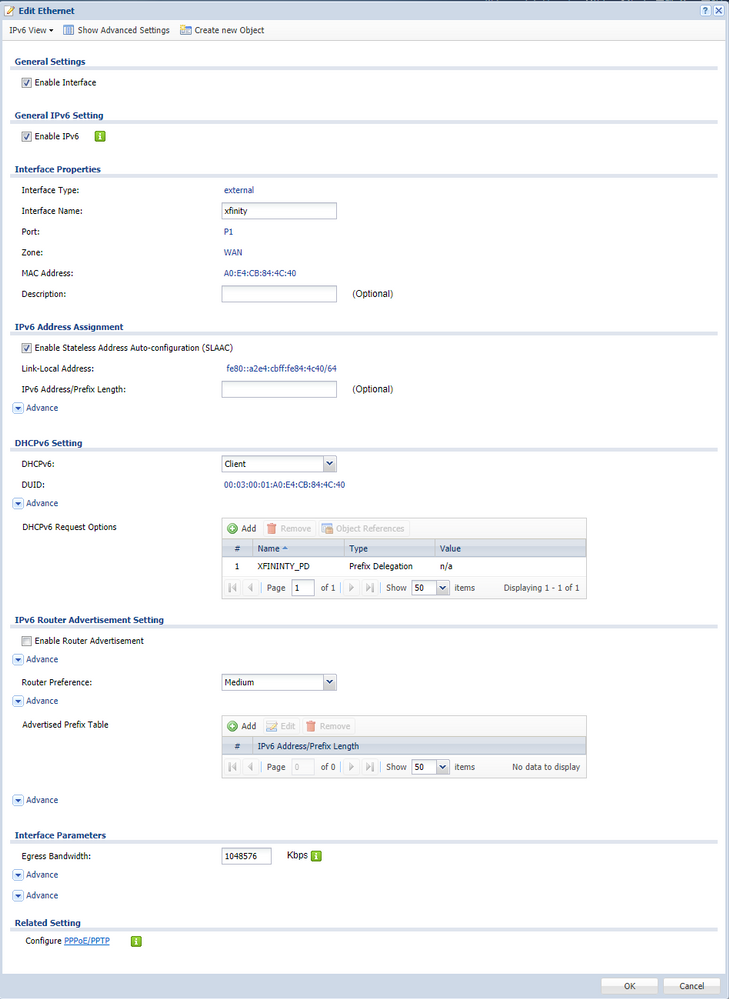 ‎Cant get Comcast IPv6 to work through Zyxel WyWALL 110 Firewall