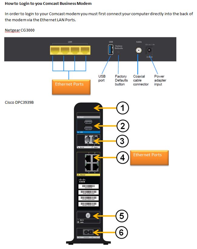 comcast modem settings