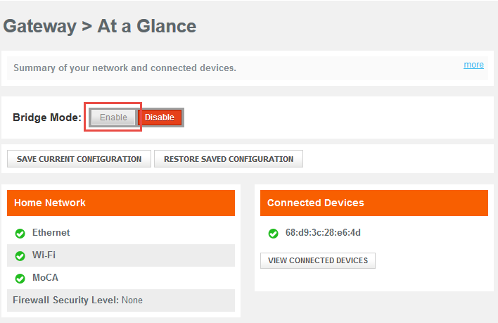 Enable Bridge Mode on Comcast Business Wireless Gateway