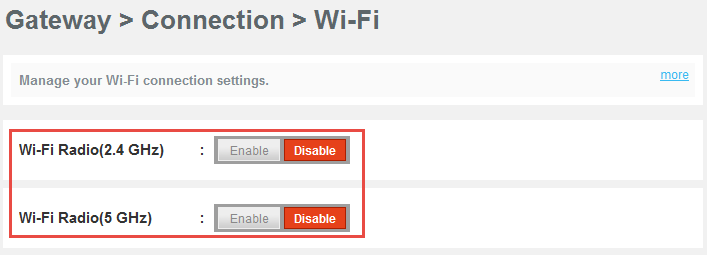 Disabling WiFi on Comcast Business Wireless Gateway