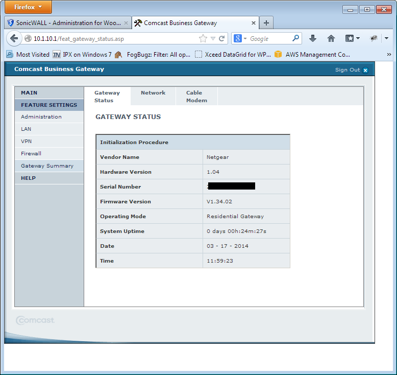 Gateway Firmware Version