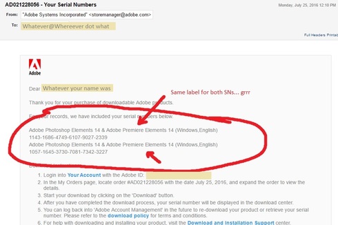 Serial Number Mislabeled On Combination Software Purchase Adobe Photoshop Family