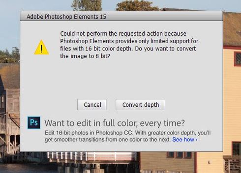 Elements Problem With 16 Bit Files Adobe Photoshop Family