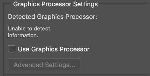 Photoshop Cc 18 Unable To Detect Graphics Processor On Imac Adobe Photoshop Family