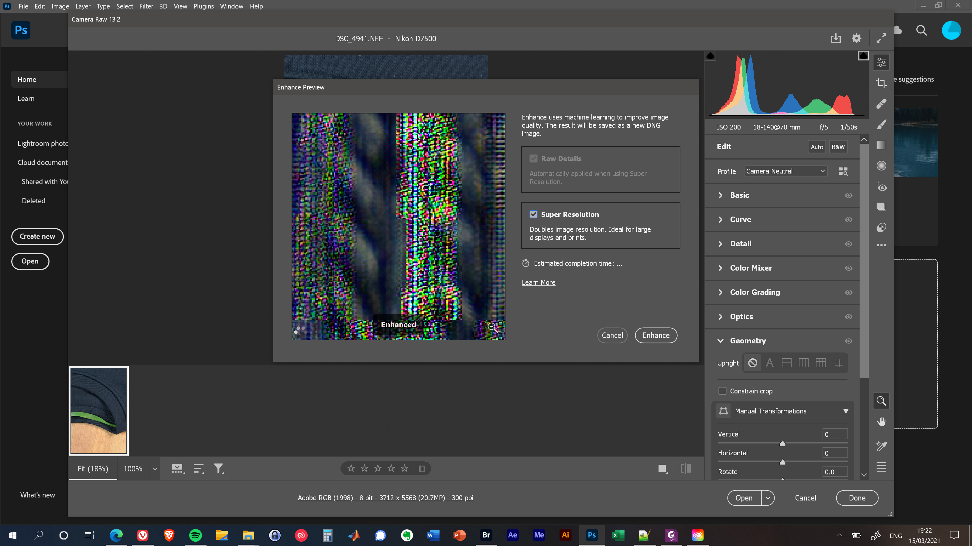 Camera Raw Super Resolution Causes Bands Of Color Artifacts Adobe Photoshop Family