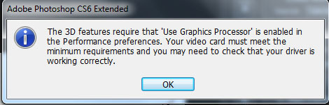 Photoshop Can T Use 3d In Ps Cs6 X32 Adobe Photoshop Family