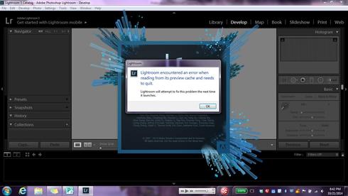 Lightroom 5 Not Responding Corrupt Preview Cache Adobe Photoshop Family