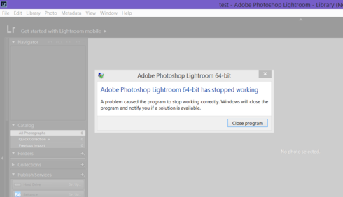 Lr 5 7 1 Crashes On Trying To Open Preferences Windows 8 1 64 Bit Adobe Photoshop Family