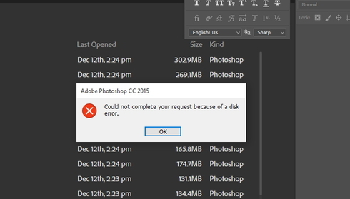 Photoshop Cc 15 1 1 Disk Error Problem In Pdf Import Export Adobe Photoshop Family