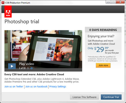 Photoshop Cs6 Trial Pop Up Continues After Registering The Software Adobe Photoshop Family