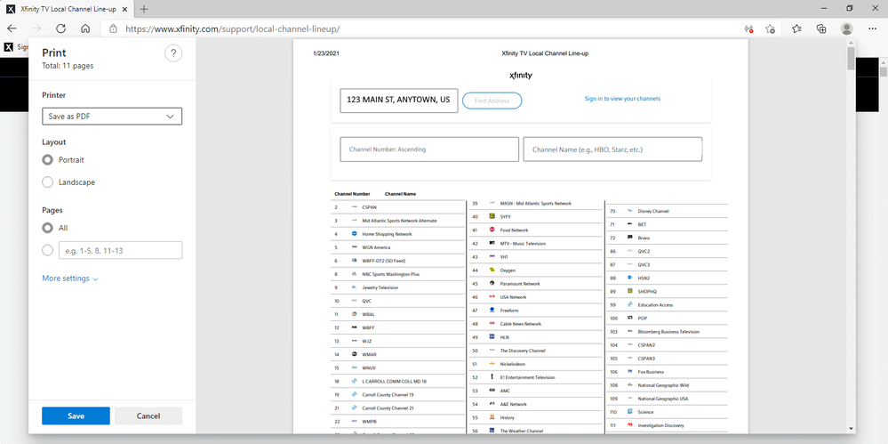 printing my channel lineup xfinity community forum