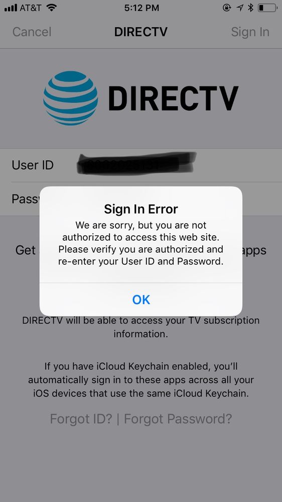 Can’t login to DirecTV app AT&amp;T Community Forums