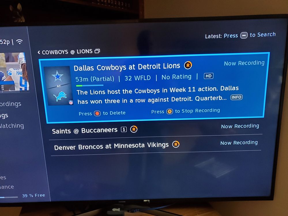 detroit lions game on directv