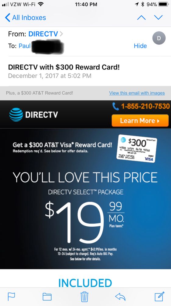 ‎Directv Reward not as stated in advertising DIRECTV Community Forums