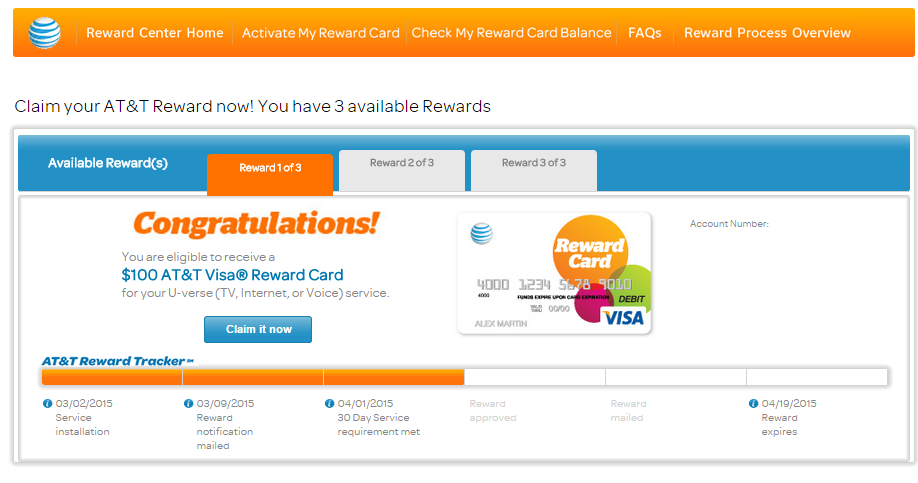 AT&T Reward Center - Reward Card Balance