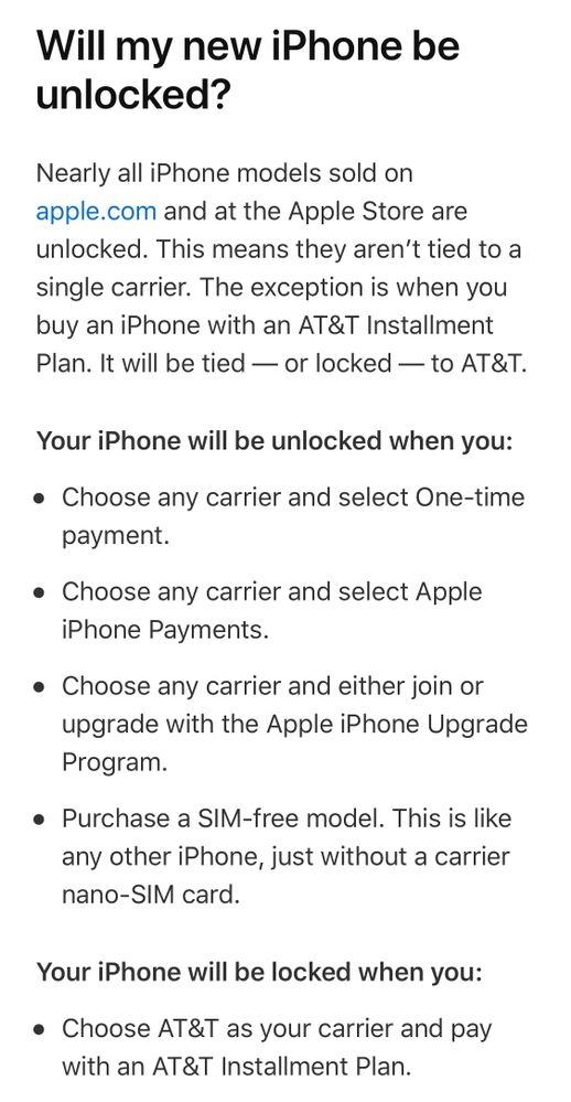 ‎Unlocked iPhone & Apple iPhone Payment Plan AT&T Community Forums