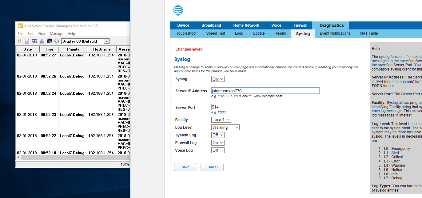 Arris BGW210-700 syslog not properly identifying syslog messages | AT&T