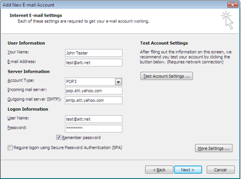 Att Net Email And Outlook 2007 At T Community Forums