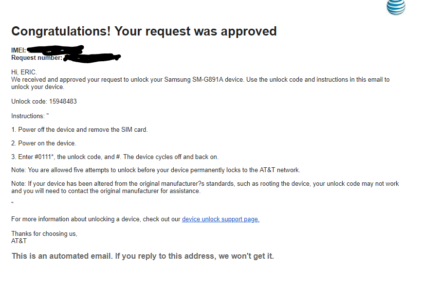 Purchased Phone With Documentation That It Was Approved For Unlock By Att At T Community Forums
