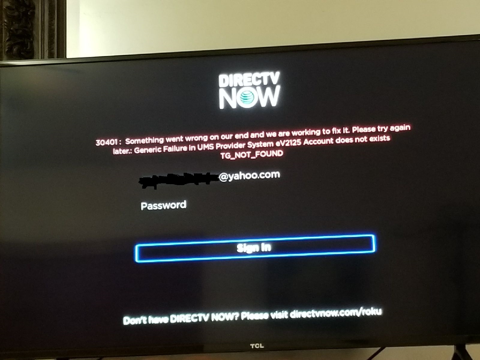 Directv Now refuses to log in on my tv's AT&T Community Forums